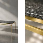 Vintage Mid-Century Italian Modern Brass Coffee Table with Stone Top, 1970s