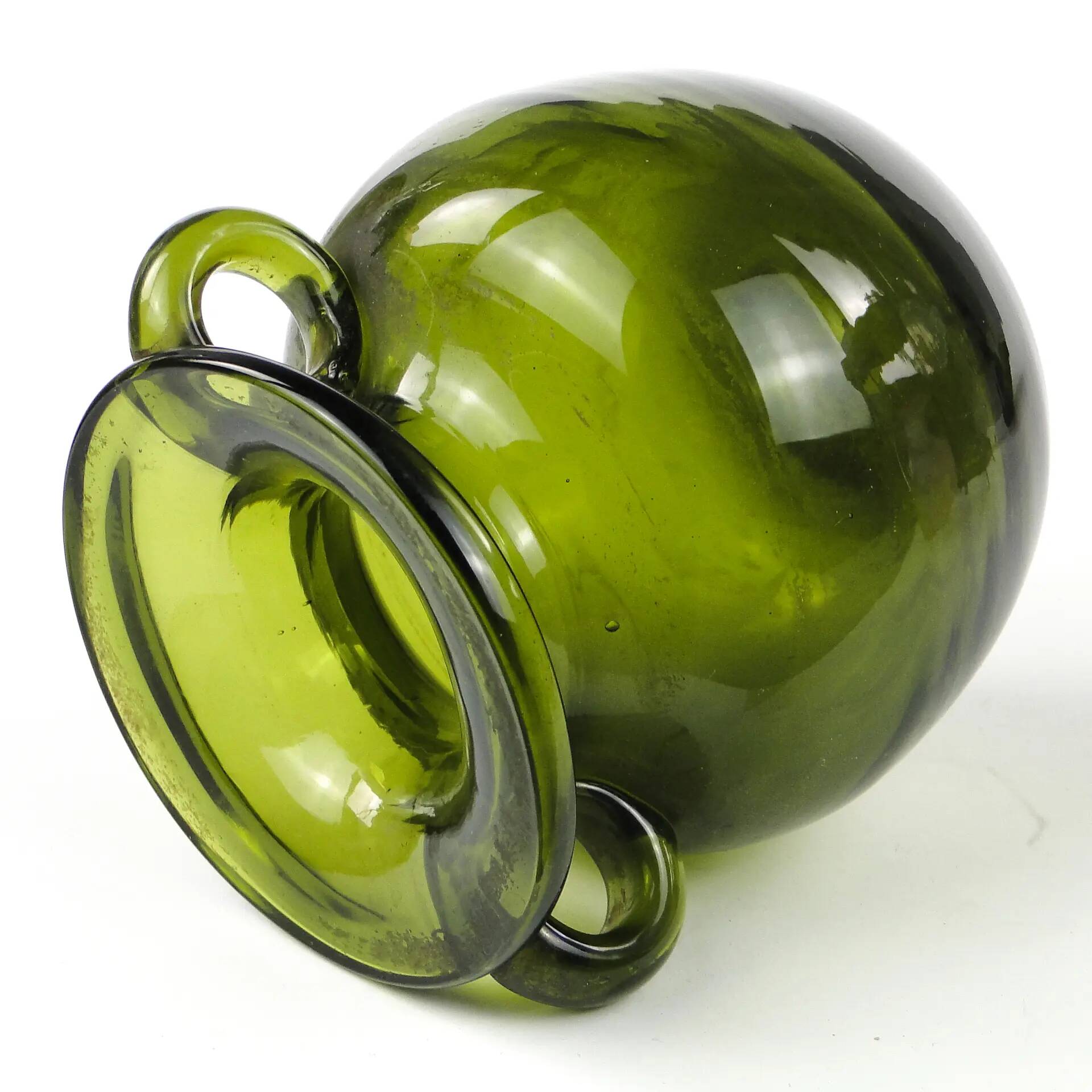 Modernist vase, olive glass, designed by J. Słuczan-Orkusz, Poland, 1970s