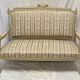 Louis XVI style bench carved with original fabrics and silks