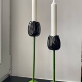 2 designer porcelain candlesticks "Tulip" - Taitu Milano - Rare vintage