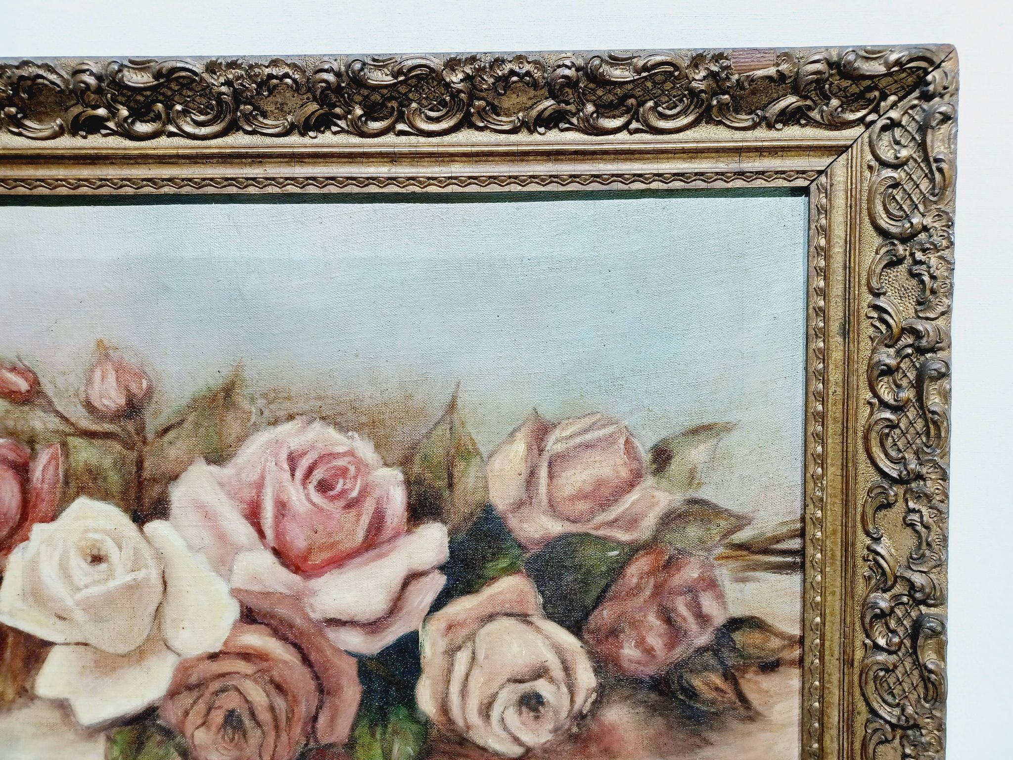 H. Schlehuher -  Huile Sur Toile « Bouquet de roses »