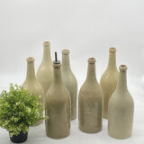 Enamelled stoneware/ceramic bottle, olive oil, oil cruet, old, vintage