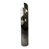 Grande lampe sculptural en métal chormé et brossé, design 1970