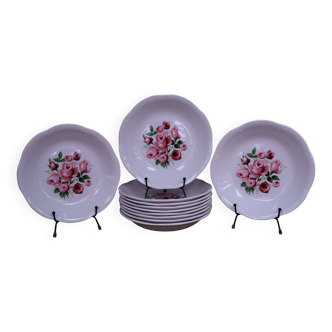 11 Assiettes creuses bouquet de roses Moulin des Loups