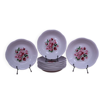 11 Assiettes creuses bouquet de roses Moulin des Loups