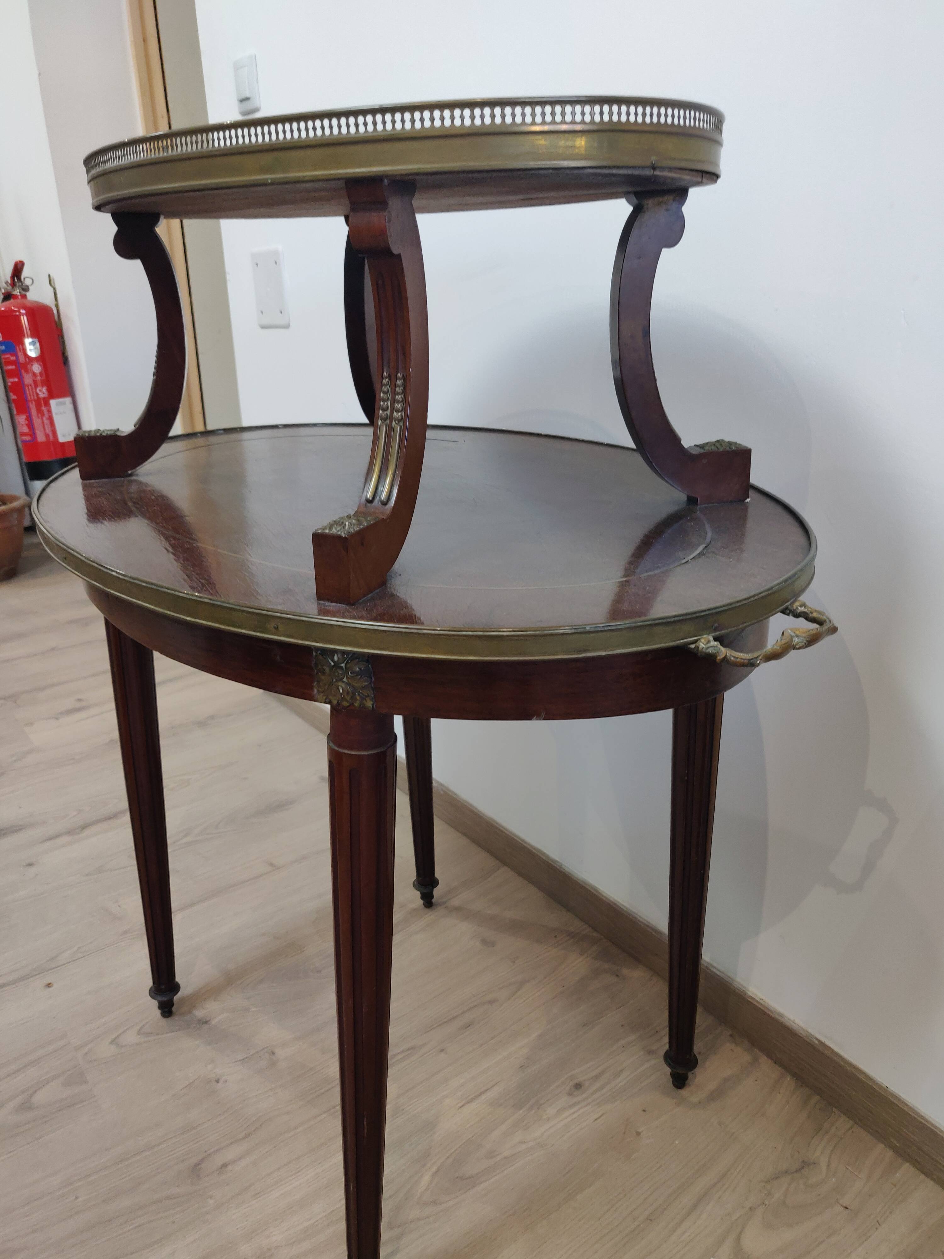 Tea table style louis xvi wood and bronze