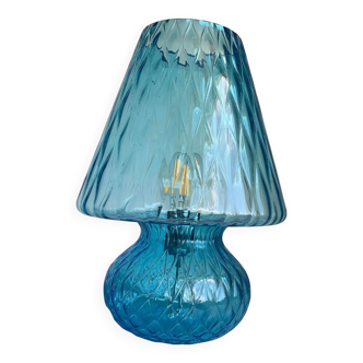 Light blue Murano-style glass with a balloton lamp.