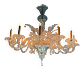 Lustre vénitien en verre de Murano incolore, 12 bras de lumière vers 1900