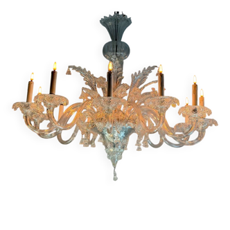 Venetian lustre in colourless Murano glass, 12 light arms, circa 1900