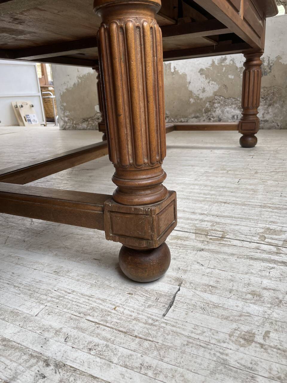 Solid walnut farmhouse castle table 1900 XXL