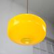 Mid-Century Italian Brass and Yellow Glass Pendant Lamp