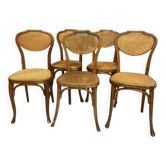 5 vintage J&J Kohn wooden and cane chairs