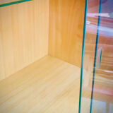 Double display case mounted at an angle with doors from the Capelle 60' house in Montauban