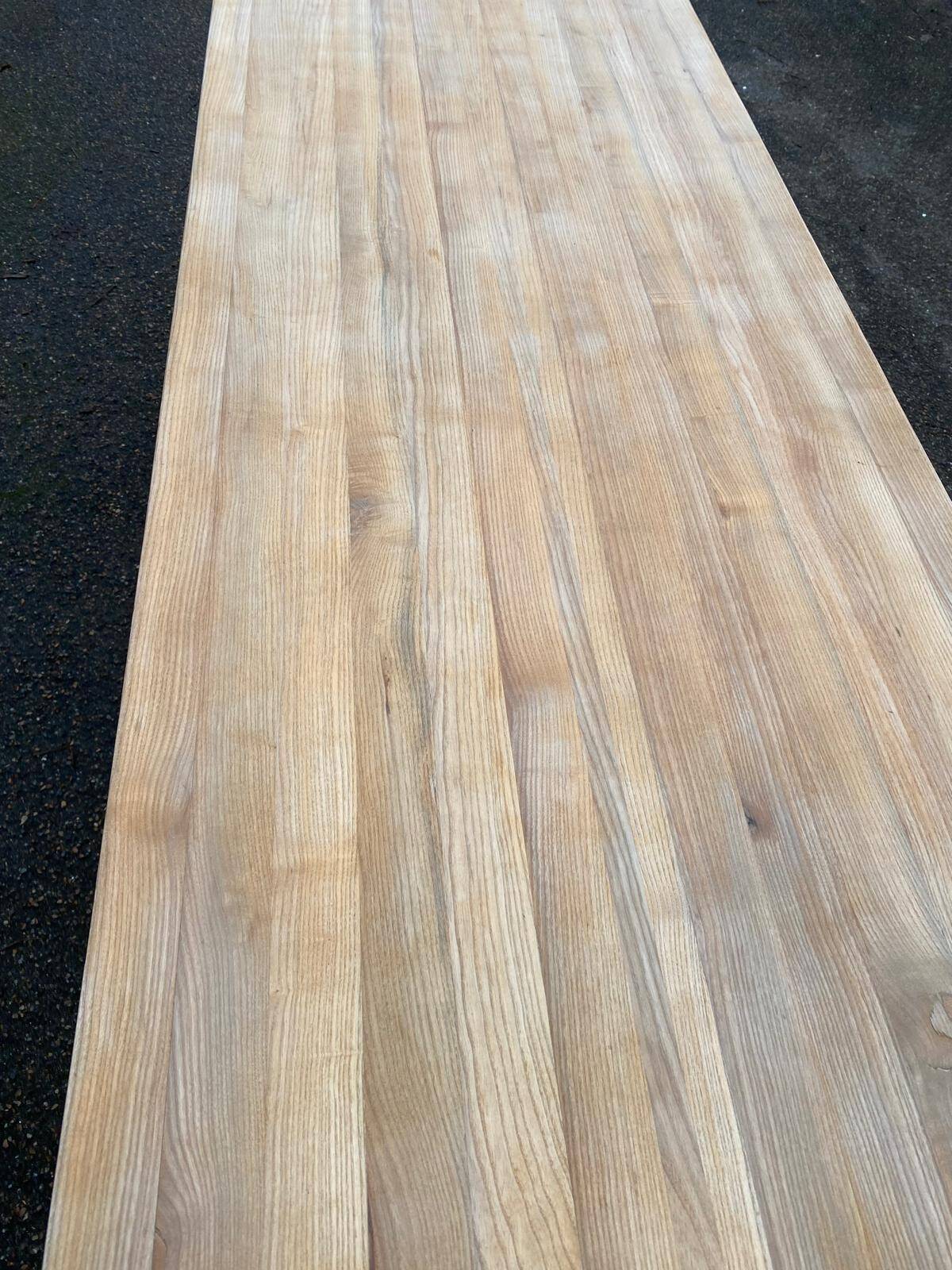 Renovated extendable farmhouse dining table in solid oak, 1950, 200cm.