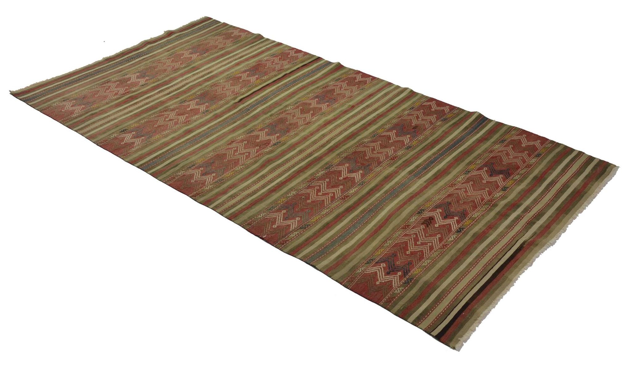 Turkish Anatolian Handmade Vintage Area Kilim Rug 276 cm x 144 cm