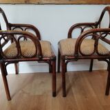 Pair of bamboo and rattan armchairs
