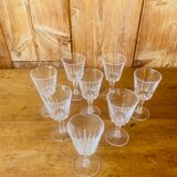 Set of 8 small glasses on foot in transparent glass