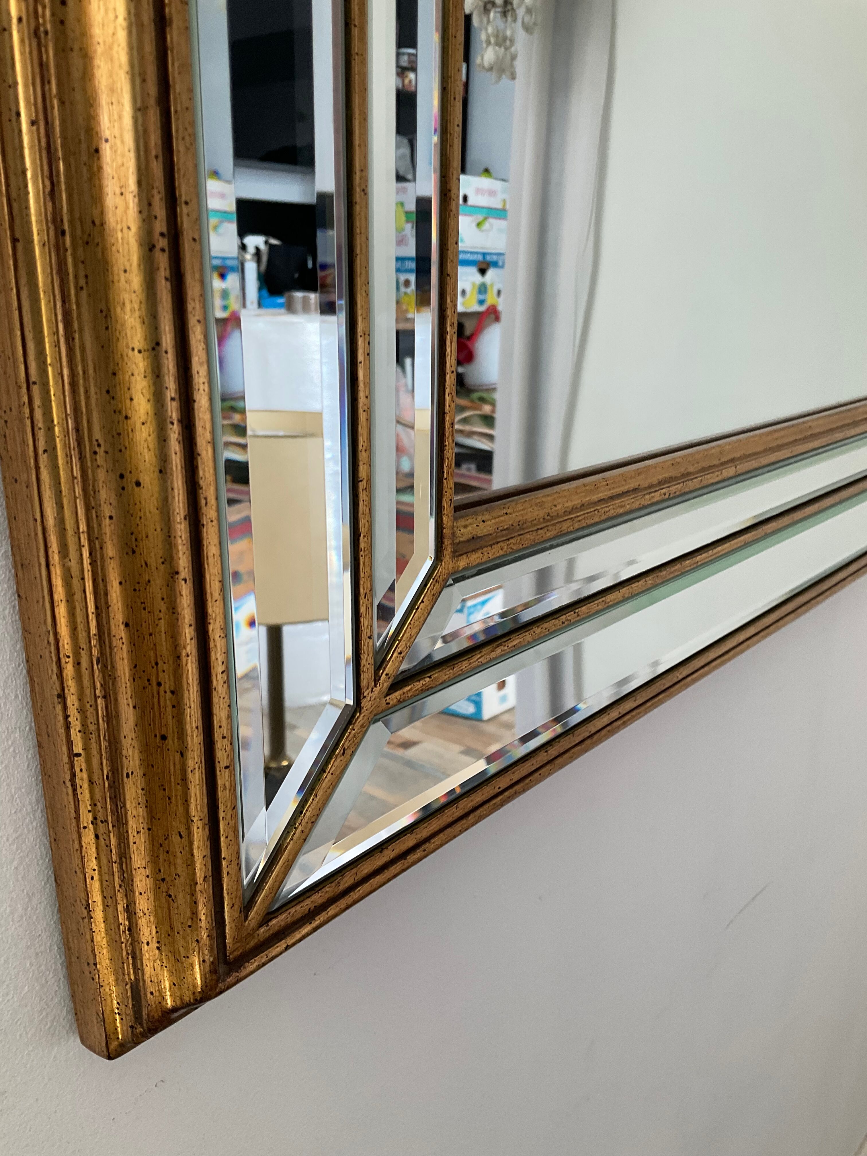 Miroir à parcloses deknudt des années 70 en bois doré
