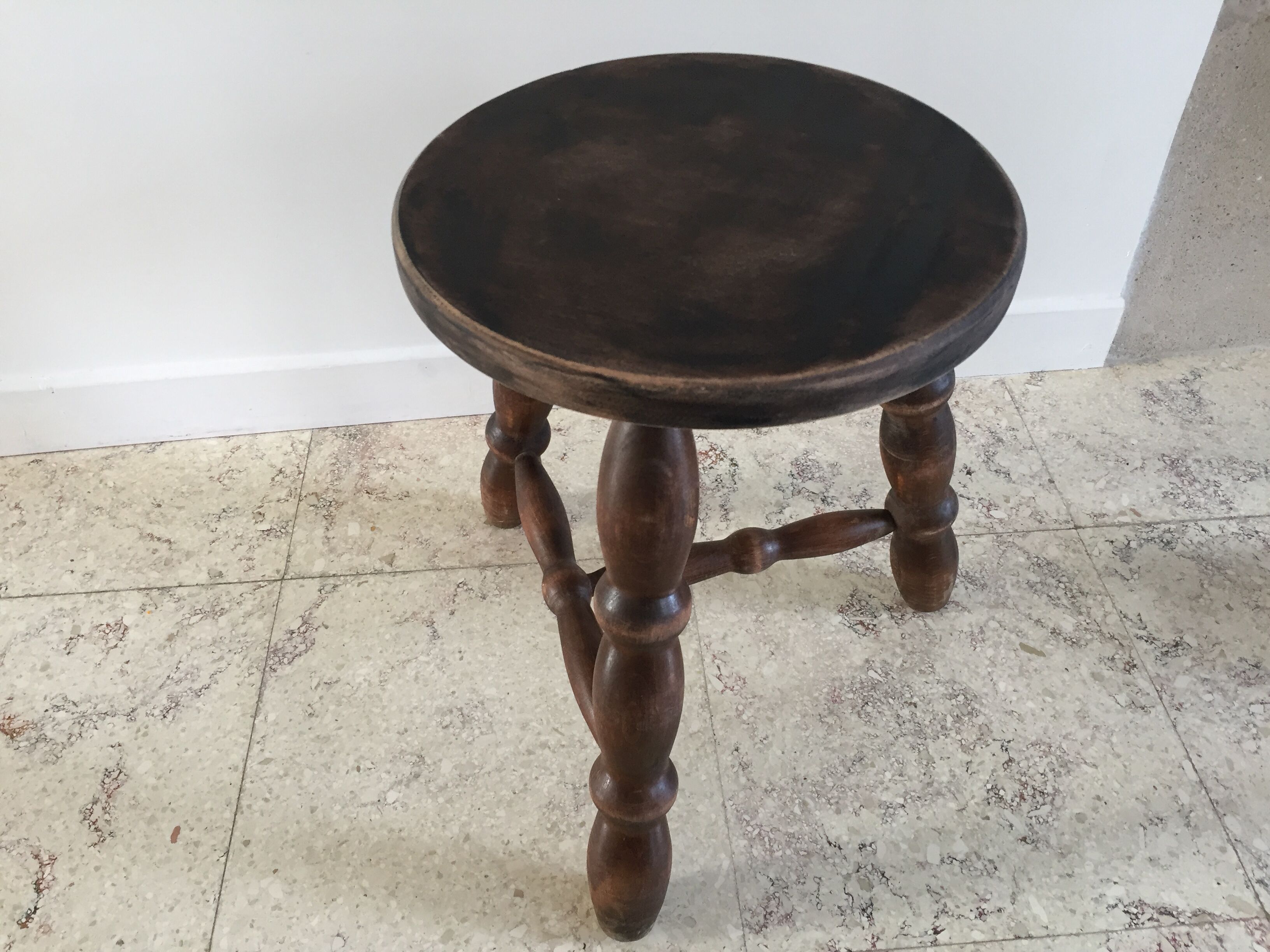 Wooden stool turned vintage tripod