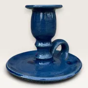 Blue ceramic rat cave candlestick