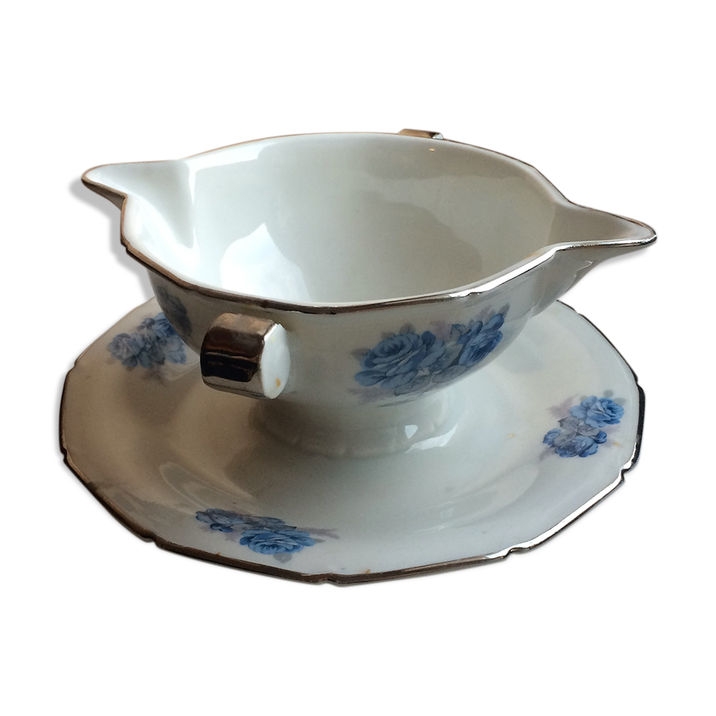 Old porcelain sauciere from Sologne Maison Lamotte