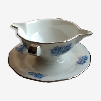 Sauciere ancienne en porcelaine de Sologne maison Lamotte