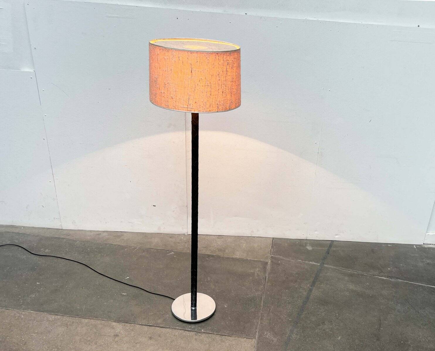 Leather floor lamp Model Flet modern Danish mid-century by Jo Hammerborg for Fog & Mørup, 1960s