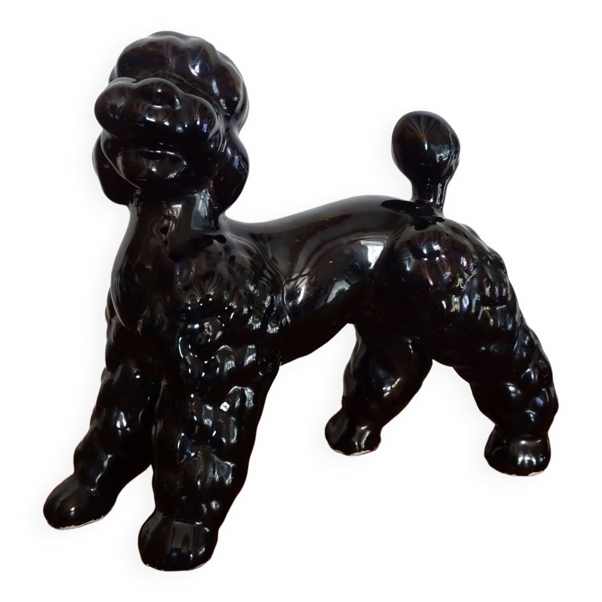 Broche Ancienne Caniche En Céramique Des Années 1950 - Vintage - Occasion
