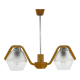 Mid-century Wood & Glass Chandelier by Dřevo Humpolec, 1960's