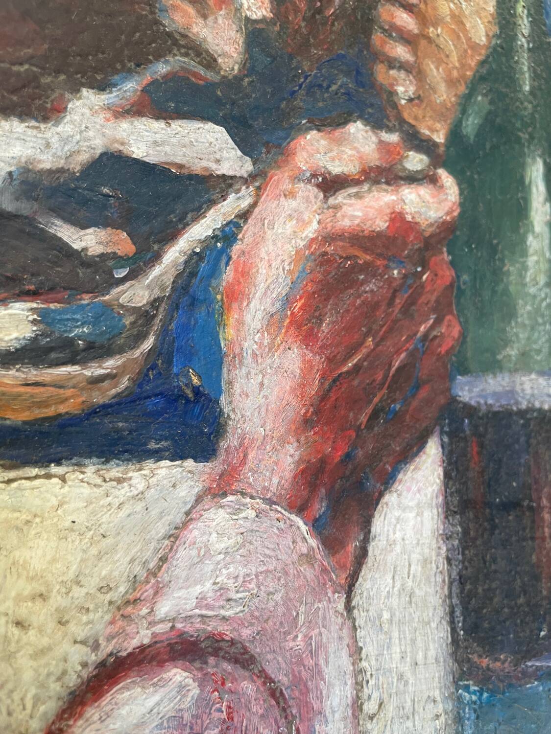 Old bar restaurant painting, The drinkers, 20th century