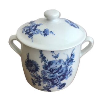 Sucrier en porcelaine fleurs bleues apilco