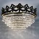 Old chandelier, bronze crown ceiling lamp, 8 floors, 4 lights, glass grapevines, year 70/80