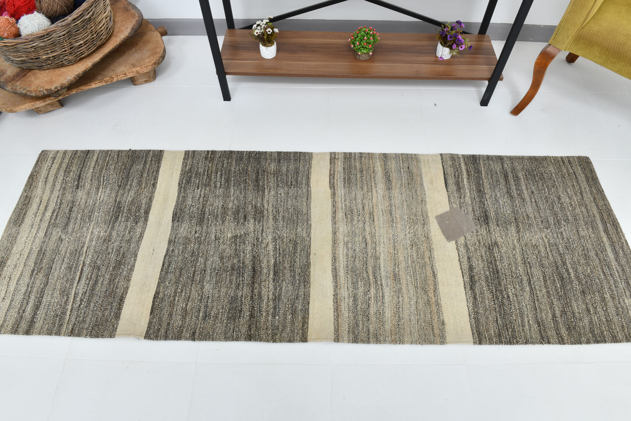 Shades of brown vintage runner rug 75x225cm