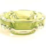 Green anise crystal ashtray Val St Lambert 70s Diameter 16.6 cm