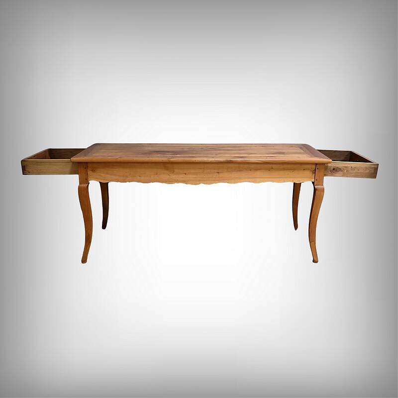 Farmhouse table in blond cherry, Louis XV style – 2nd part of the 19th century