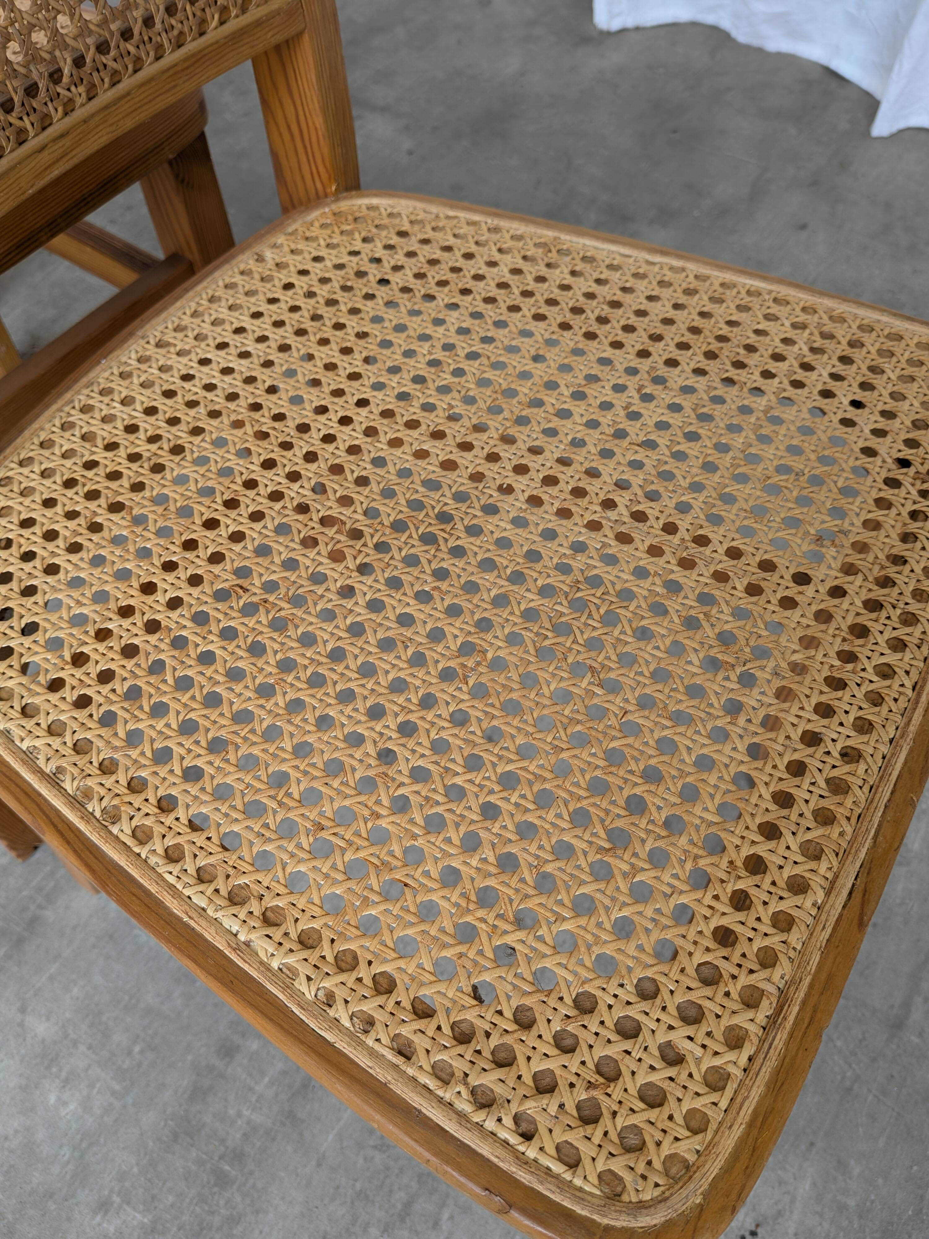 Set of 3 Vintage Wooden Dining Chairs with Cane Seat - Mid-Century Yugoslav