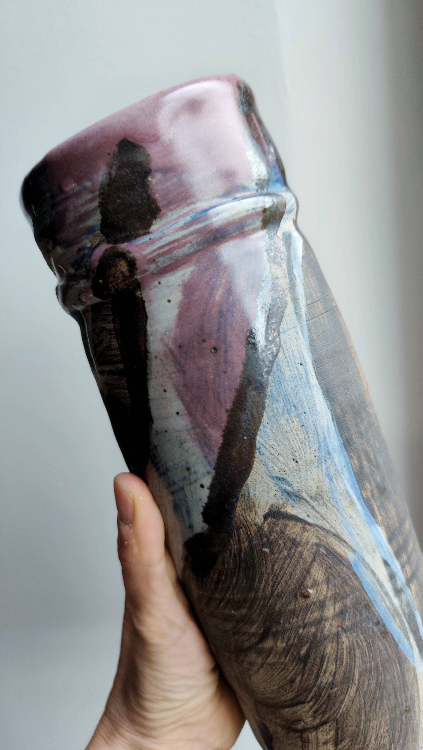 Vintage abstract ceramic roller vase – signed
