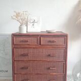 Vintage rattan chest of drawers circa 1960s