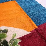Handmade traditional Berber rug with colourful patterns, size 150/250cm.