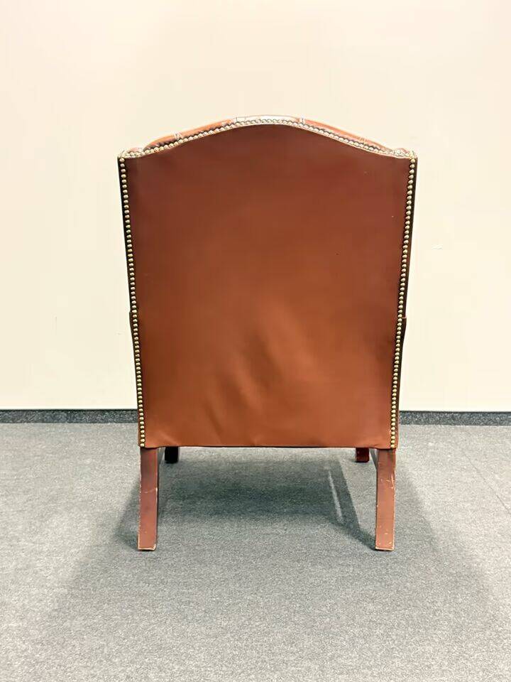 Original Brown Leather Chesterfield Armchair