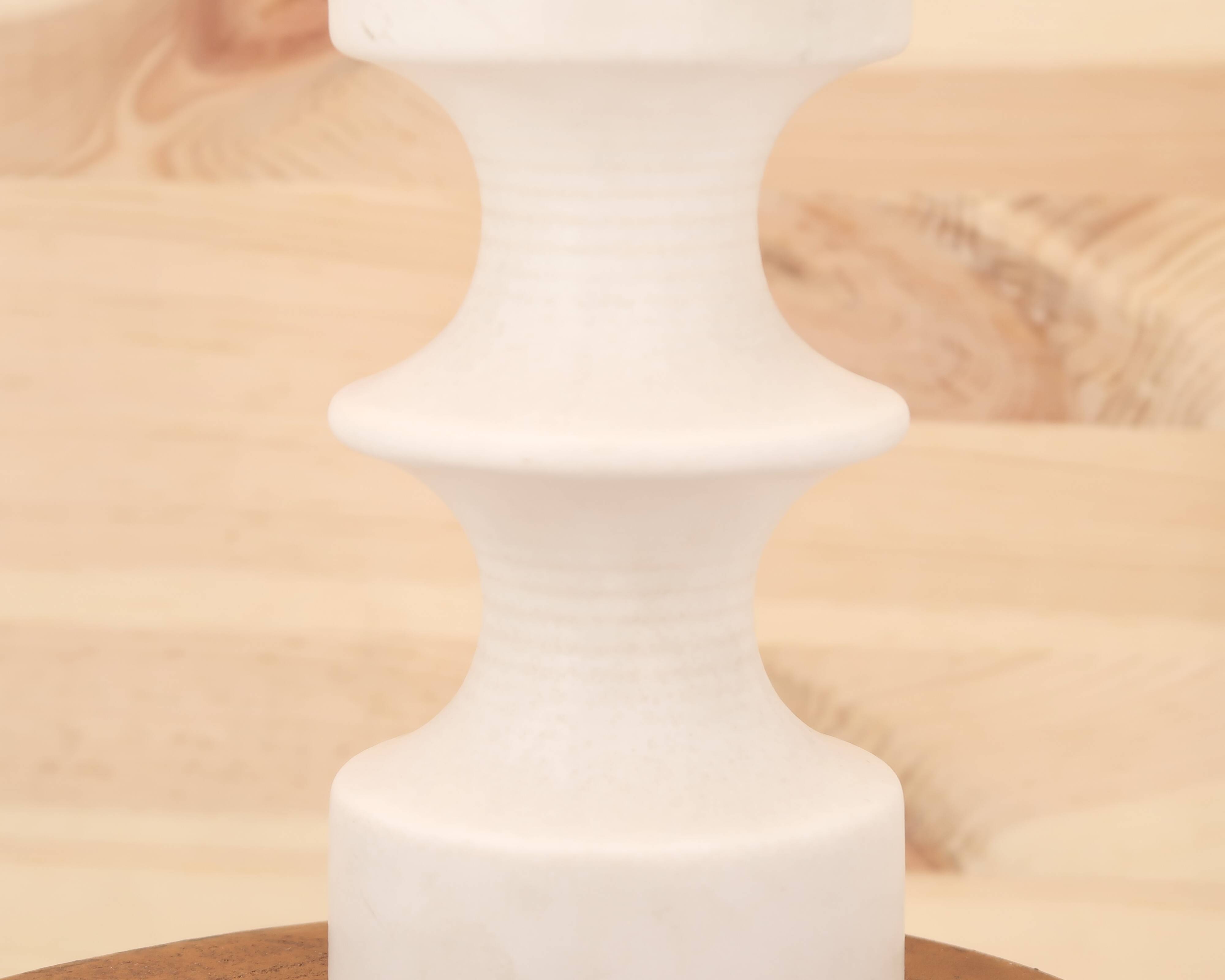 White ceramic lamp by Cari Zalloni, raffia lampshade