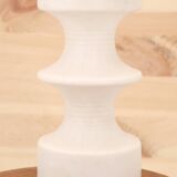 White ceramic lamp by Cari Zalloni, raffia lampshade