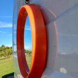 Vintage round plastic orange mirror