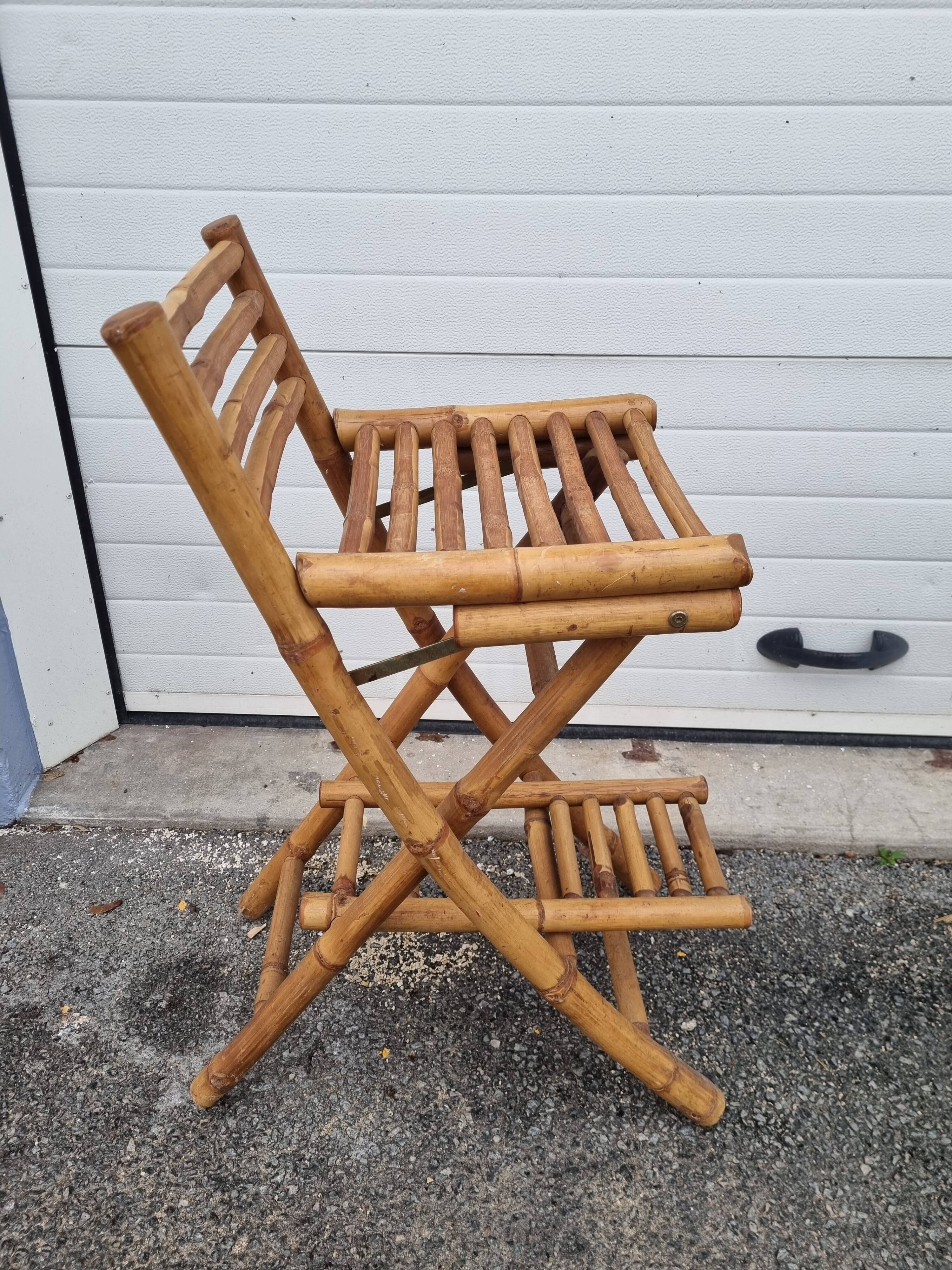 2 bamboo rattan stools from 1980