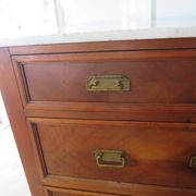 Louis Philippe style chest of drawers with 4 drawers in solid walnut and marble, 1900-1950.