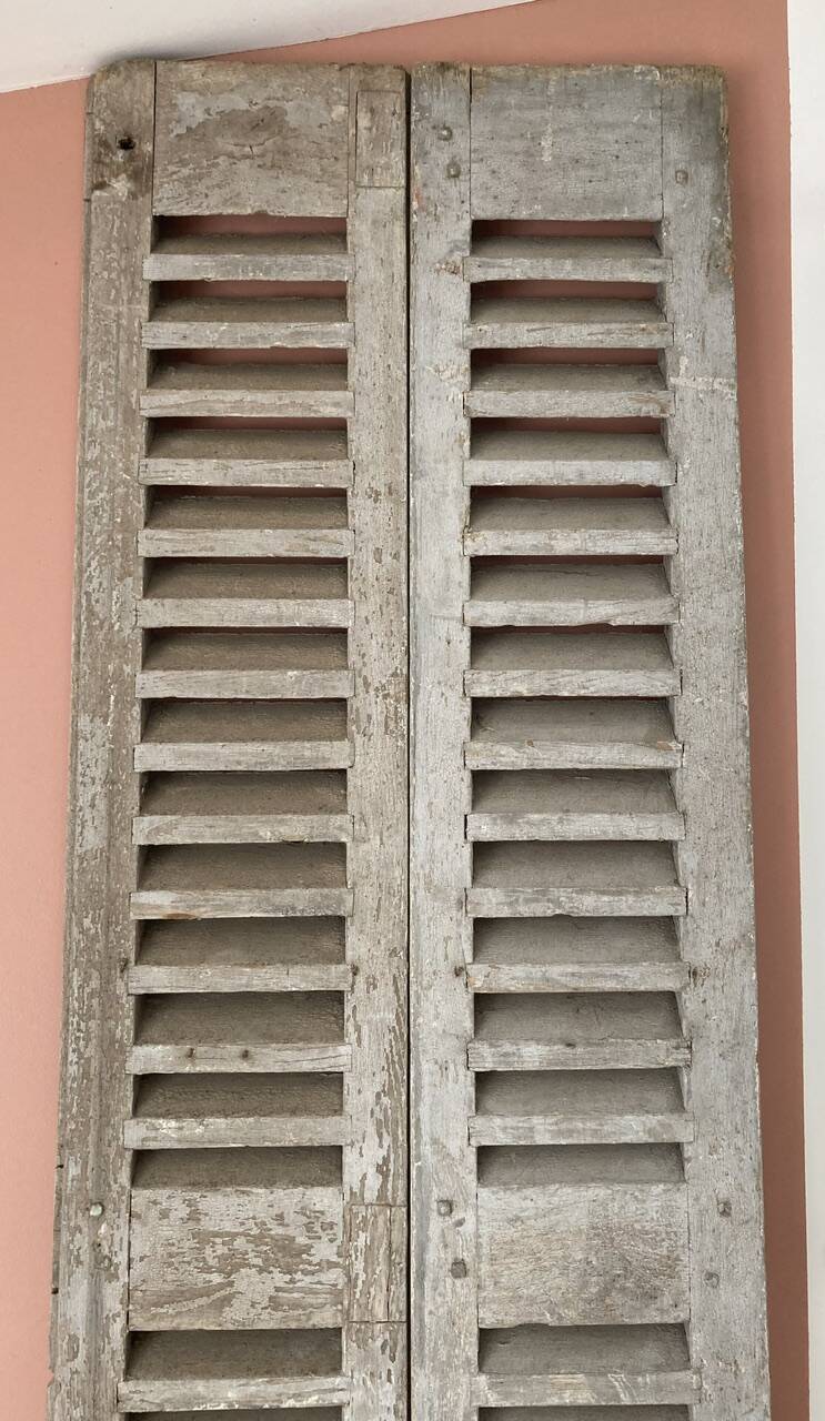 Set of 2 large old louvered shutters