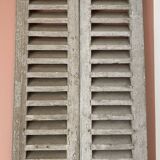 Set of 2 large old louvered shutters