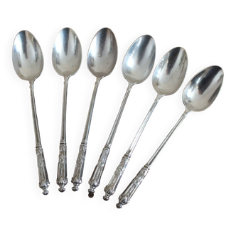 Armand Fresnais, 6 small silver metal spoons, Russian model