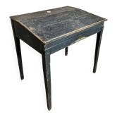 Antique French school desk, black writing desk, drop-leaf desk, around 1900.