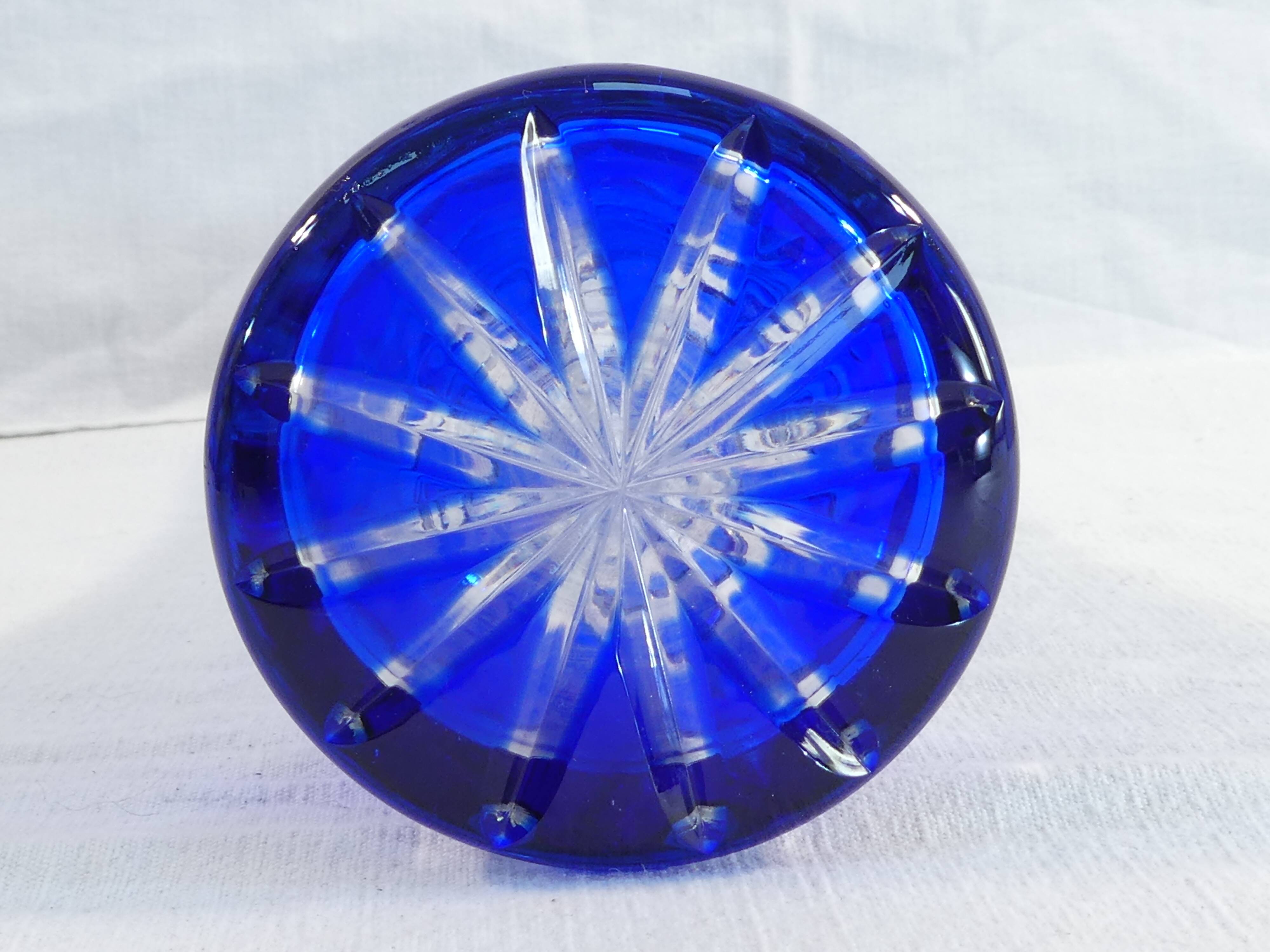 Crystal blue crystal vase from